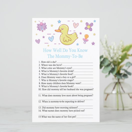 ラバーダックどのように良い知っている赤ちゃんシャワーのゲーム (スタンド正面)