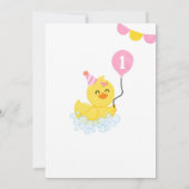 ラバーダックの最初の誕生日パーティピンクイエロー 招待状 (裏面)