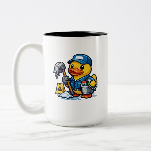 ラバーダックの清掃員 ツートーンマグカップ (左)