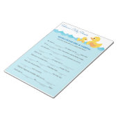 ラバーダックの赤ちゃんシャワーを親に伝えるメッセージ ノートパッド (アングル)