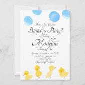 ラバーダックウォーター絵を描カラーバースデーパーティー 招待状 (正面)