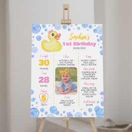 ラバーダックガールファースト誕生日マイルストーンサイン ポスター