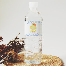 ラバーダックガール誕生日ウォーターボトルラベル ペットボトルラベル