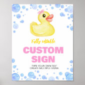 ラバーダックガール誕生日パーティーテーブルサイン ポスター (正面)