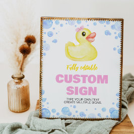 ラバーダックガール誕生日パーティーテーブルサイン ポスター