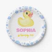 ラバーダックガール誕生日ベビーシャワー ペーパープレート (正面)