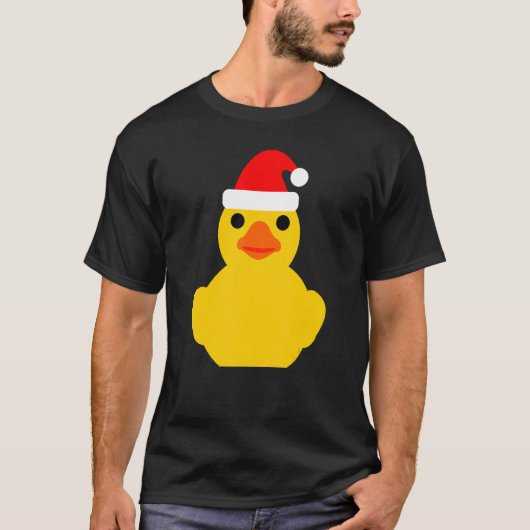 ラバーダッククリスマスサンタハットゴムダッキー(アヒルちゃん) Tシャツ (正面)
