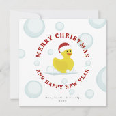 ラバーダックサンタのクリスマスバブル写真 カード (正面)