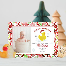 ラバーダックサンタウォーターの色のクリスマスフォト シーズンカード