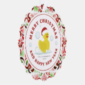 ラバーダックサンタクリスマスウォーターカラー写真 オーナメントカード (右)