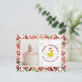 ラバーダックサンタクリスマスフォトウォーターカラー シーズンポストカード (スタンド正面)