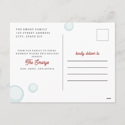 ラバーダックサンタクリスマスフォトウォーターカラー シーズンポストカード (裏面)