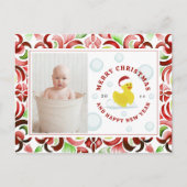 ラバーダックサンタクリスマスフォトウォーターカラー シーズンポストカード (正面)