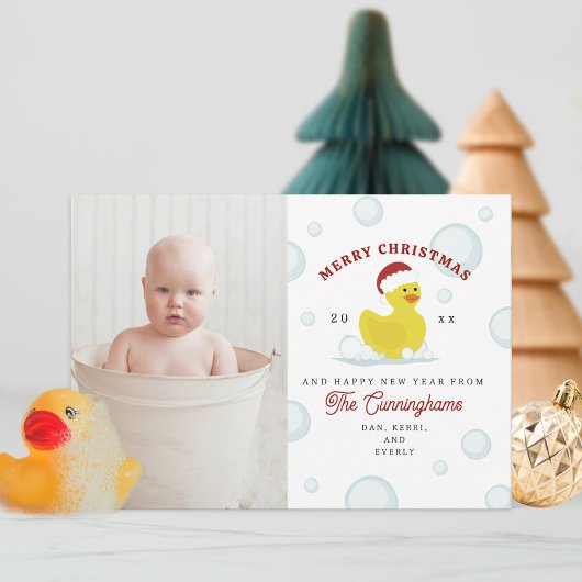 ラバーダックサンタバブルクリスマスフォト シーズンカード
