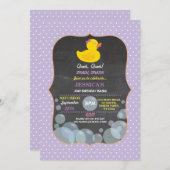 ラバーダックダッキー(アヒルちゃん)バブルバースデーパーティー招待状 招待状 (正面/裏面)