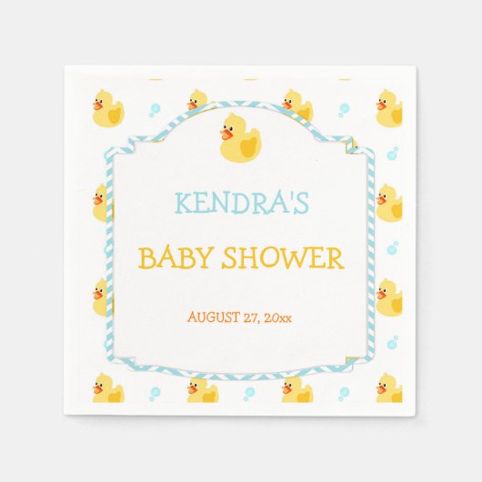 ラバーダックダッキー(アヒルちゃん)男女兼用アクアイエロー スタンダードカクテルナプキン (正面)
