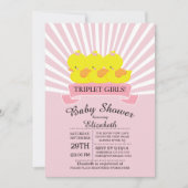 ラバーダックトリプレットガールズベビーシャワー招待状 招待状 (正面)