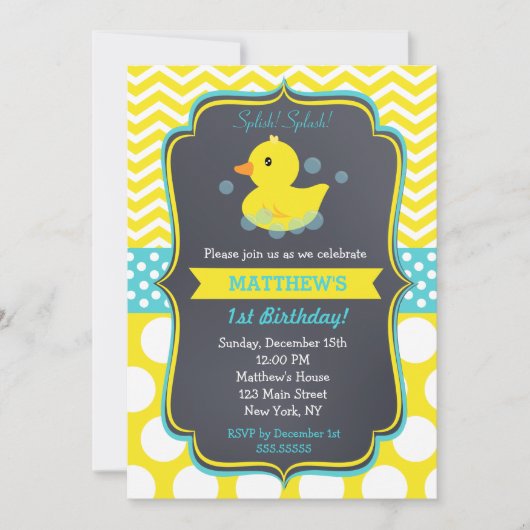 ラバーダックバースデーパーティ招待状 招待状 (正面)