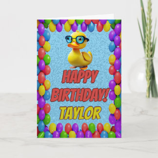 ラバーダックパーソナライズされたおもしろい挨拶誕生日 カード