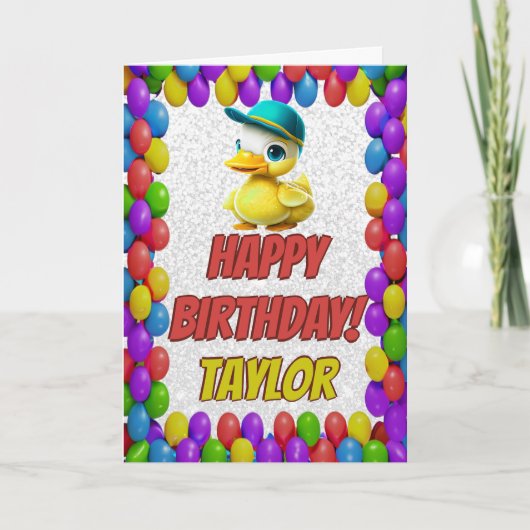 ラバーダックパーソナライズされたおもしろい挨拶誕生日 カード (正面)