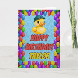ラバーダックパーソナライズされたおもしろい挨拶誕生日 カード