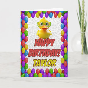 ラバーダックパーソナライズされたおもしろい挨拶誕生日 カード