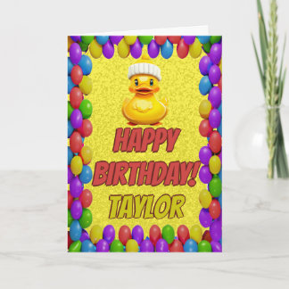 ラバーダックパーソナライズされたおもしろい挨拶誕生日 カード