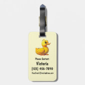 ラバーダックパーソナライズされたバッグバックパック ラゲッジタグ (裏面縦)