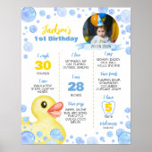 ラバーダックファースト誕生日マイルストーンサイン ポスター (正面)