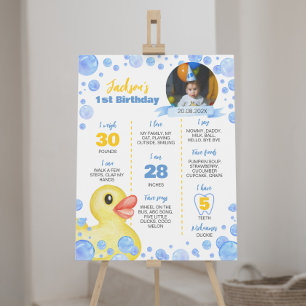 ラバーダックファースト誕生日マイルストーンサイン ポスター