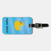 ラバーダックブルーの泡のパーソナライズされた子供 ラゲッジタグ (正面横)