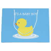 ラバーダックブルーイッツア男の赤ちゃんラージ抱き枕 ラージペーパーバッグ (正面)