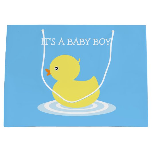 ラバーダックブルーイッツア男の赤ちゃんラージ抱き枕 ラージペーパーバッグ (正面)