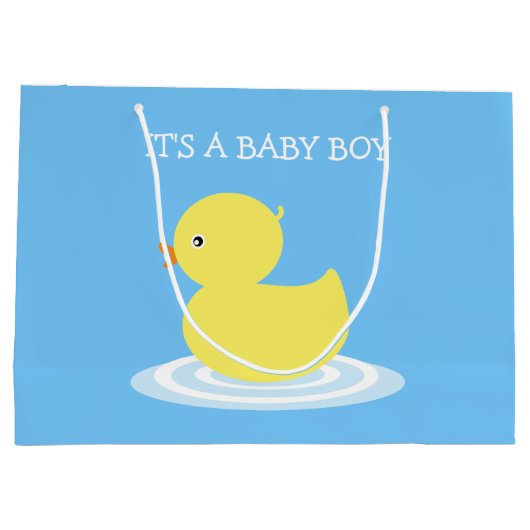 ラバーダックブルーイッツア男の赤ちゃんラージ抱き枕 ラージペーパーバッグ (裏面)