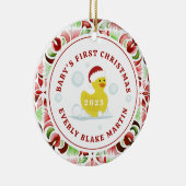 ラバーダックベビーの初めてのクリスマス写真 セラミックオーナメント (右)