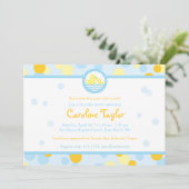 ラバーダックベビーシャワー招待状ブルー&イエロー 招待状 (スタンド正面)