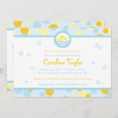 ラバーダックベビーシャワー招待状ブルー&イエロー 招待状 (正面/裏面)