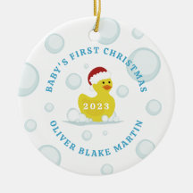 ラバーダックベビー初めてのクリスマスフォトブルー