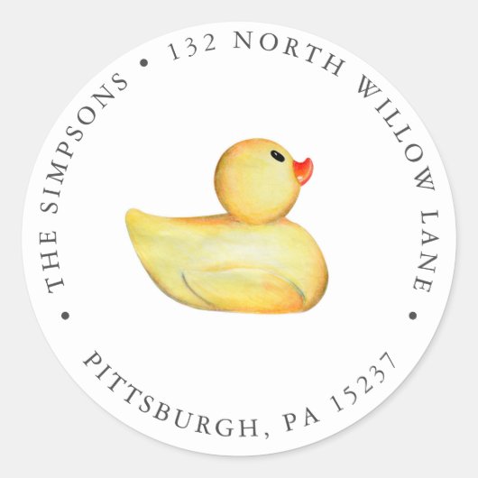 ラバーダックベビー差出人住所 ラウンドシール (正面)