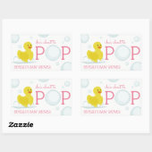 ラバーダックポップ・アートのの赤ちゃんシャワーステッカーピンクへ 長方形シール (シート)