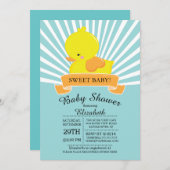 ラバーダックモダンニュートラルベビーシャワー招待状 招待状 (正面/裏面)