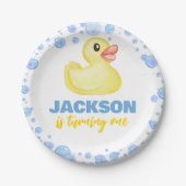 ラバーダックラベル誕生日ベビーシャワー ペーパープレート (正面)