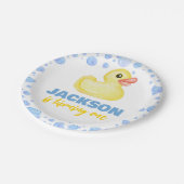 ラバーダックラベル誕生日ベビーシャワー ペーパープレート (アングル)