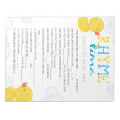 ラバーダック子供部屋押韻ベビーシャワーゲームパック ノートパッド (正面)