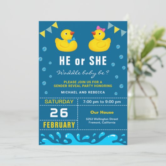 ラバーダック性別の表示パーティー 招待状 (スタンド正面)