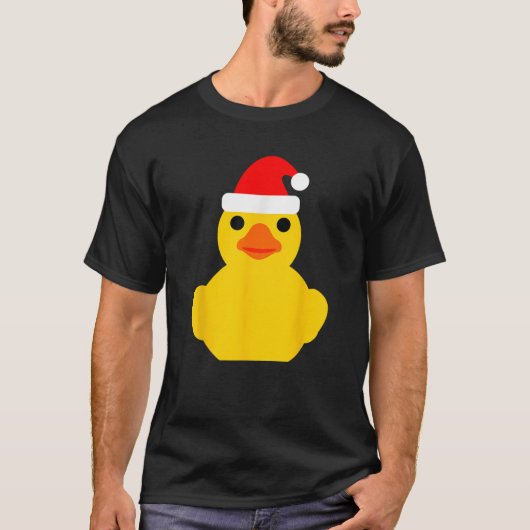 ラバーダック愛好家 クリスマス サンタ帽子 面白いラバー Tシャツ (正面)