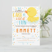 ラバーダック最初の誕生日パーティブルーイエロー 招待状 (スタンド正面)