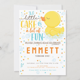 ラバーダック最初の誕生日パーティブルーイエロー 招待状
