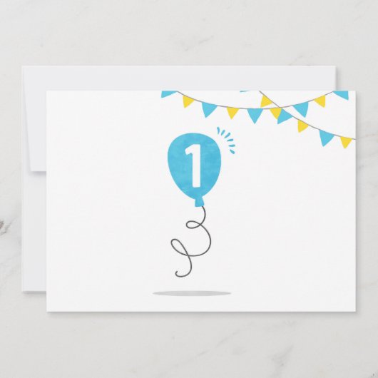 ラバーダック最初の誕生日パーティブルーイエロー 招待状 (裏面)