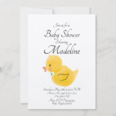 ラバーダック水色ベビーシャワー素朴 招待状 (正面)